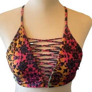 Gypsy Sand Lace Up Bikini Top Small